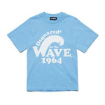 Dsquared2 Kids T-Shirt Celeste con Logo Wave 1964 per Bambini