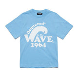 Dsquared2 Kids T-Shirt Celeste con Logo Wave 1964 per Bambini