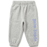 Palm Angels Kids Pantalone Grigio Melange con Stampa Logo per Neonati