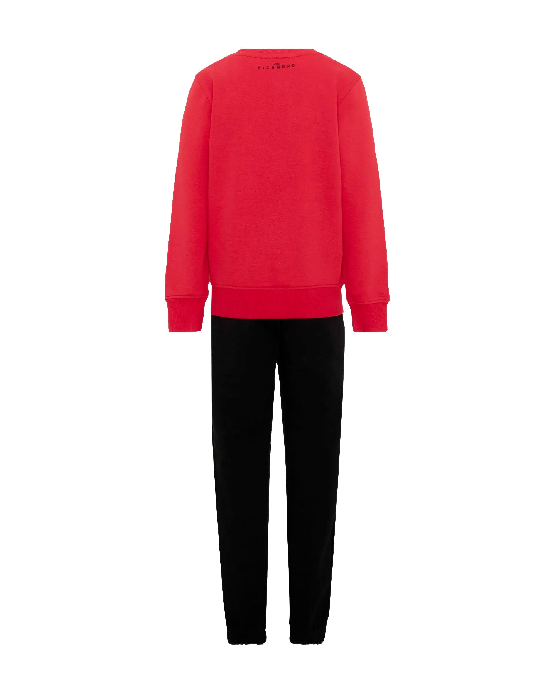 John Richmond Kids Tuta in Felpa Rossa e Nera con Logo Stampato per Bambini