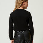 Twinset Kids T-shirt Nera Crop con Logo Gommato per Bambine (retro)