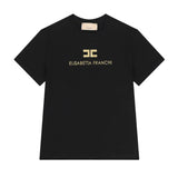 Elisabetta Franchi La Mia Bambina T-Shirt Nero con Logo Oro per Bambine