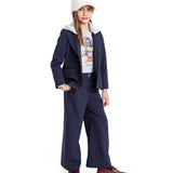 Twinset Kids Pantalone Blu Con Motivo a Righe Verticali a Contrasto per Bambine