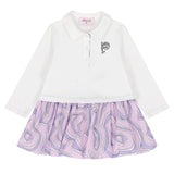 Emilio Pucci Kids Abito Bianco con Fantasia Rosa con Logo per Neonate