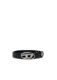 Diesel Kids Cintura Nera con Oval D con Strass per Bambine
