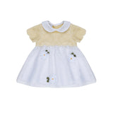 Marlù Vestina Bianco/Giallo con Ricamo Fiore per Neonate