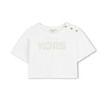 Michael Kors Kids T-Shirt Bianco con Logo Ricamato per Bambine