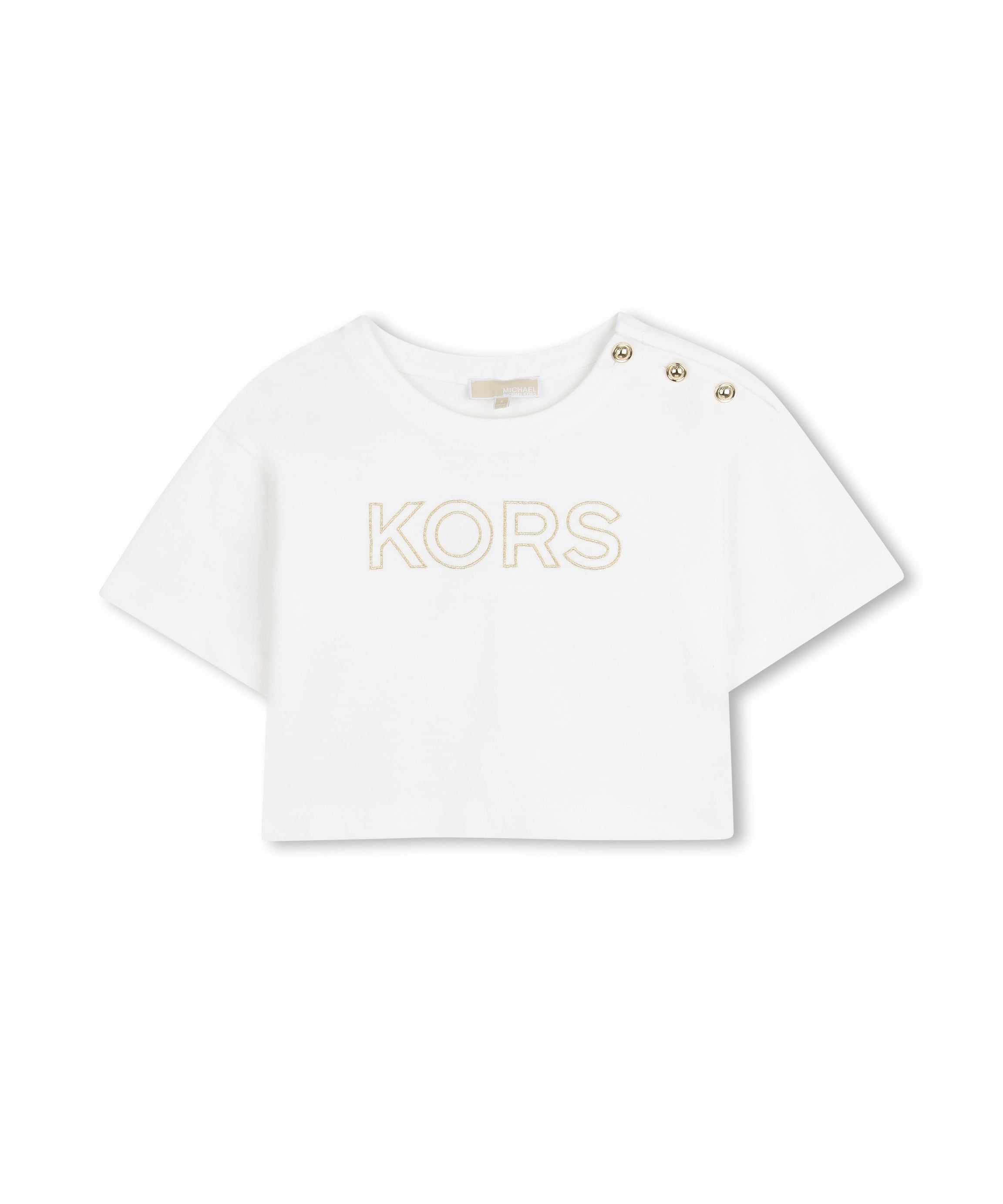 Michael Kors Kids T-Shirt Bianco con Logo Ricamato per Bambine