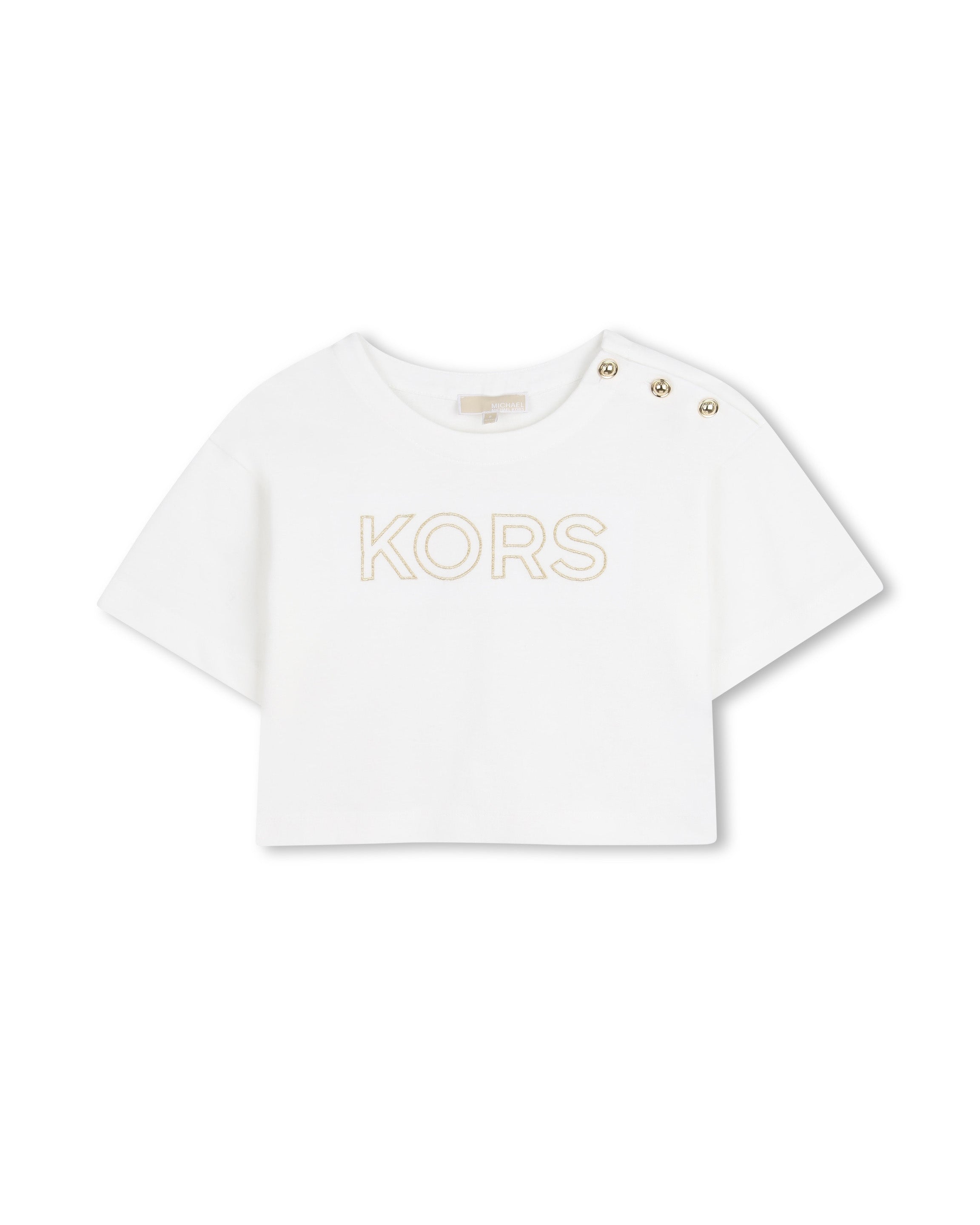 Michael Kors Kids T-Shirt Bianco con Logo Ricamato per Bambine