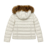 BLAUER Kids Piumino Bianco con Cappuccio in Pelliccia per Bambine
