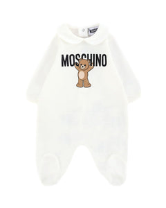 Moschino Kids Tutina Panna con Logo per Neonati