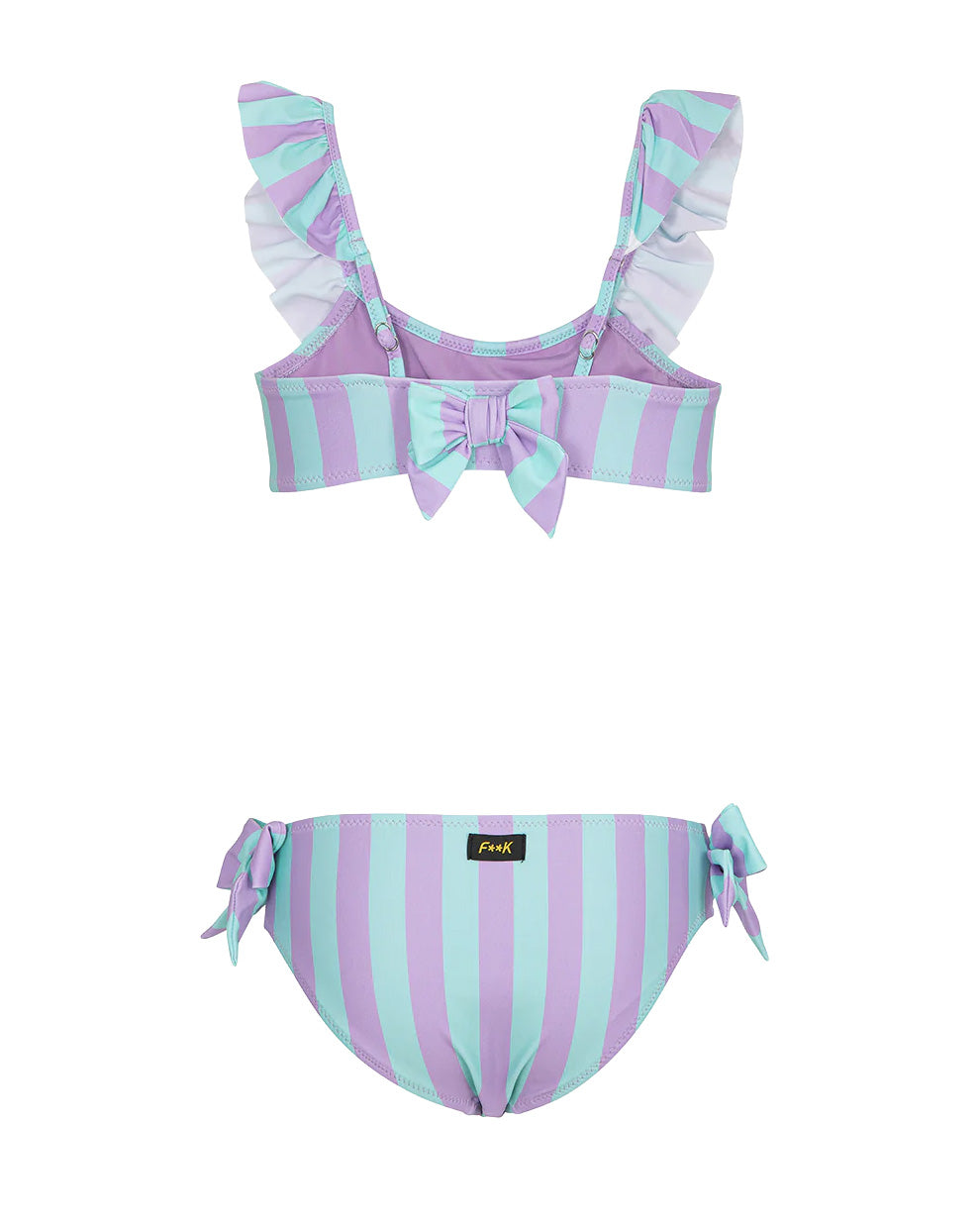F**K Kids Costume Due Pezzi Fantasia a Strisce Verde Acqua e Viola per Bambine