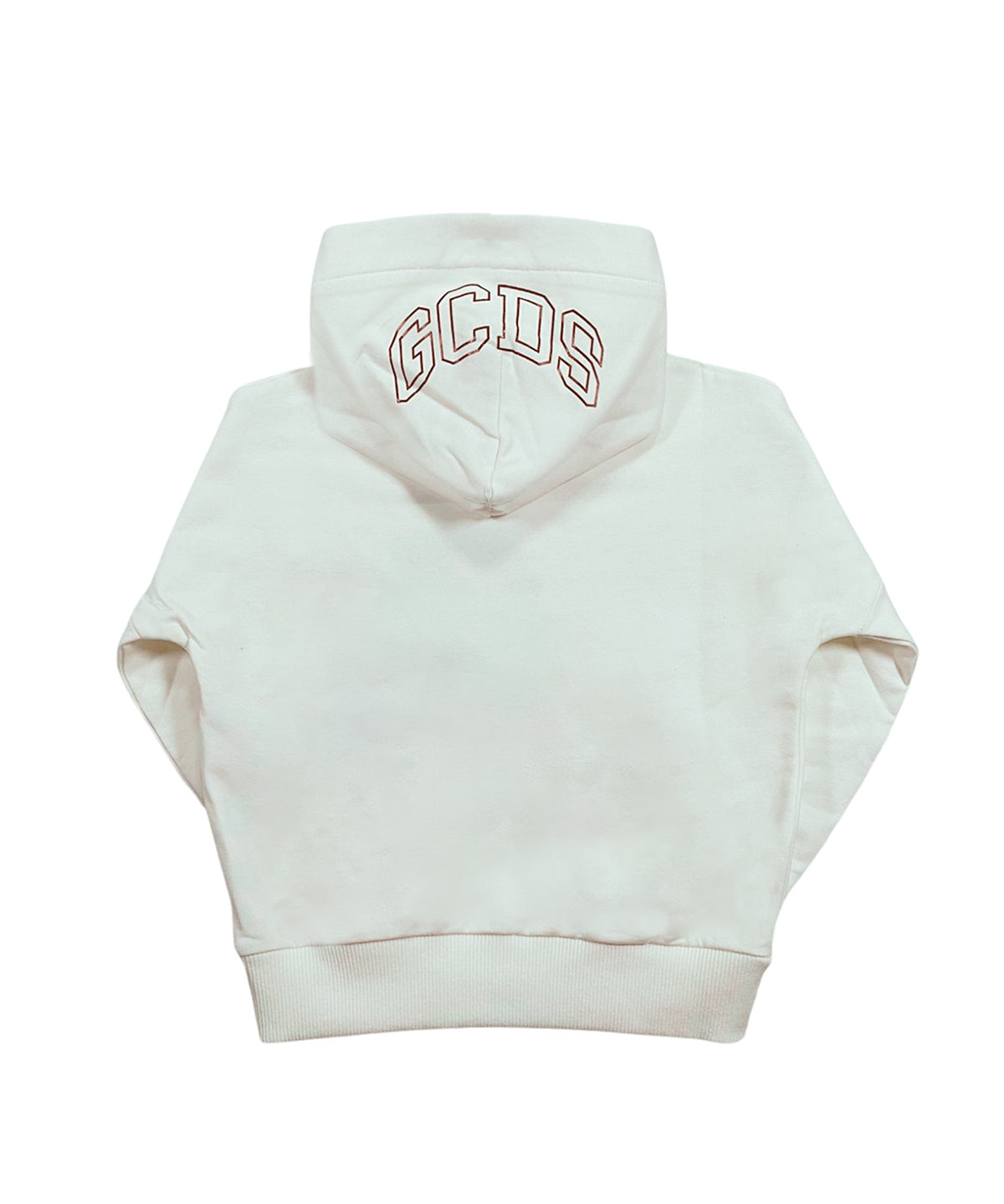 Gcds Kids Felpa Beige con Capuccio e Stampa Logo per Bambini