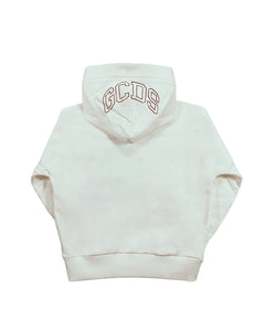 Gcds Kids Felpa Beige con Capuccio e Stampa Logo per Bambini