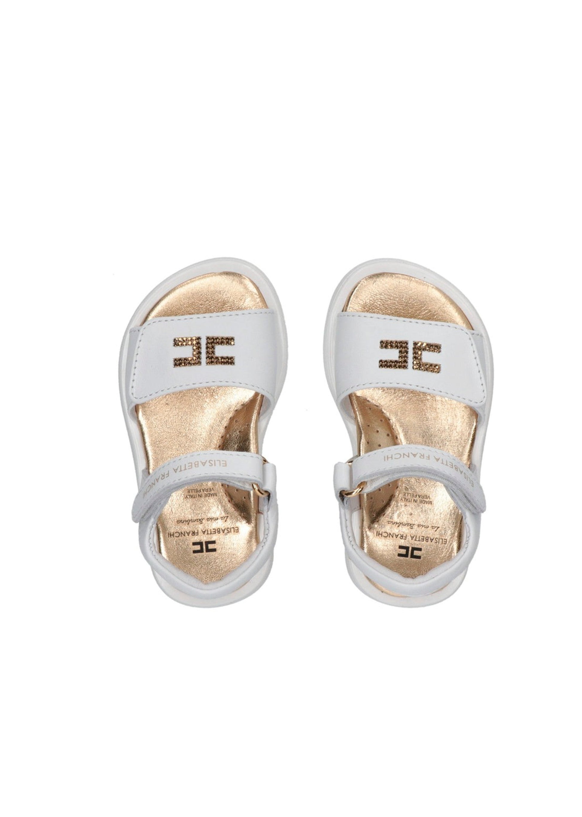 Elisabetta Franchi La Mia Bambina Sandalo Bianco con Strass Logo per Neonate