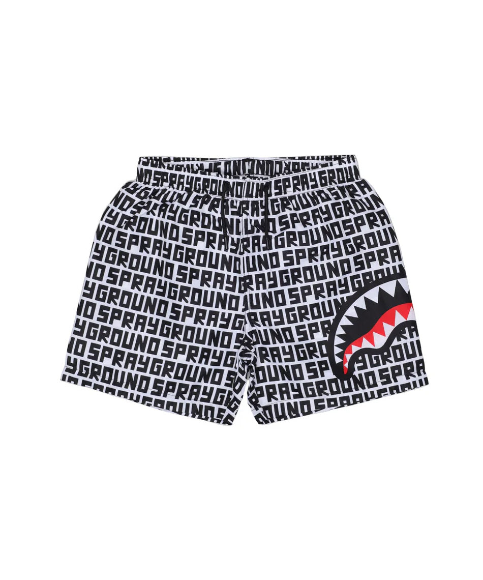 Sprayground Kids Costume Bianco All-Over Nero con Logo per Bambini