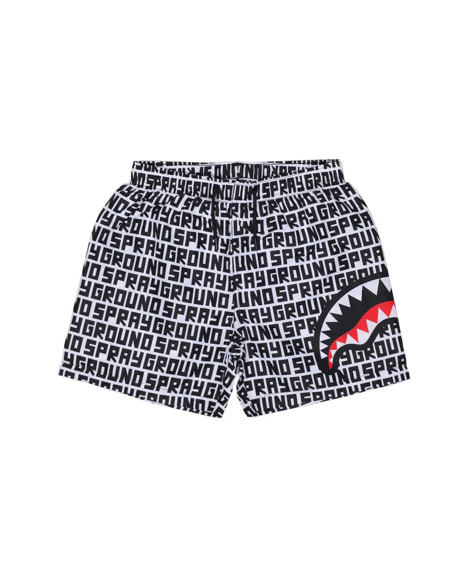 Sprayground Kids Costume Bianco All-Over Nero con Logo per Bambini