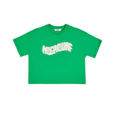 MSGM Kids T-shirt Verde Crop con Logo per Bambine