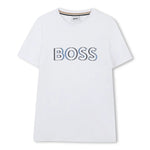 Boss Kids T-shirt Bianca con Stampa per Bambini