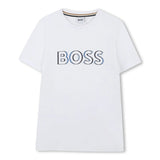 Boss Kids T-shirt Bianca con Stampa per Bambini
