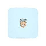 Moschino Kids Copertina Celestein Cotone con Stampa Teddy Bear e Logo per Neonati