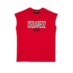 Dsquared2 Kids T-Shirt Smanicata Rossa con Logo per Bambini