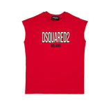 Dsquared2 Kids T-Shirt Smanicata Rossa con Logo per Bambini