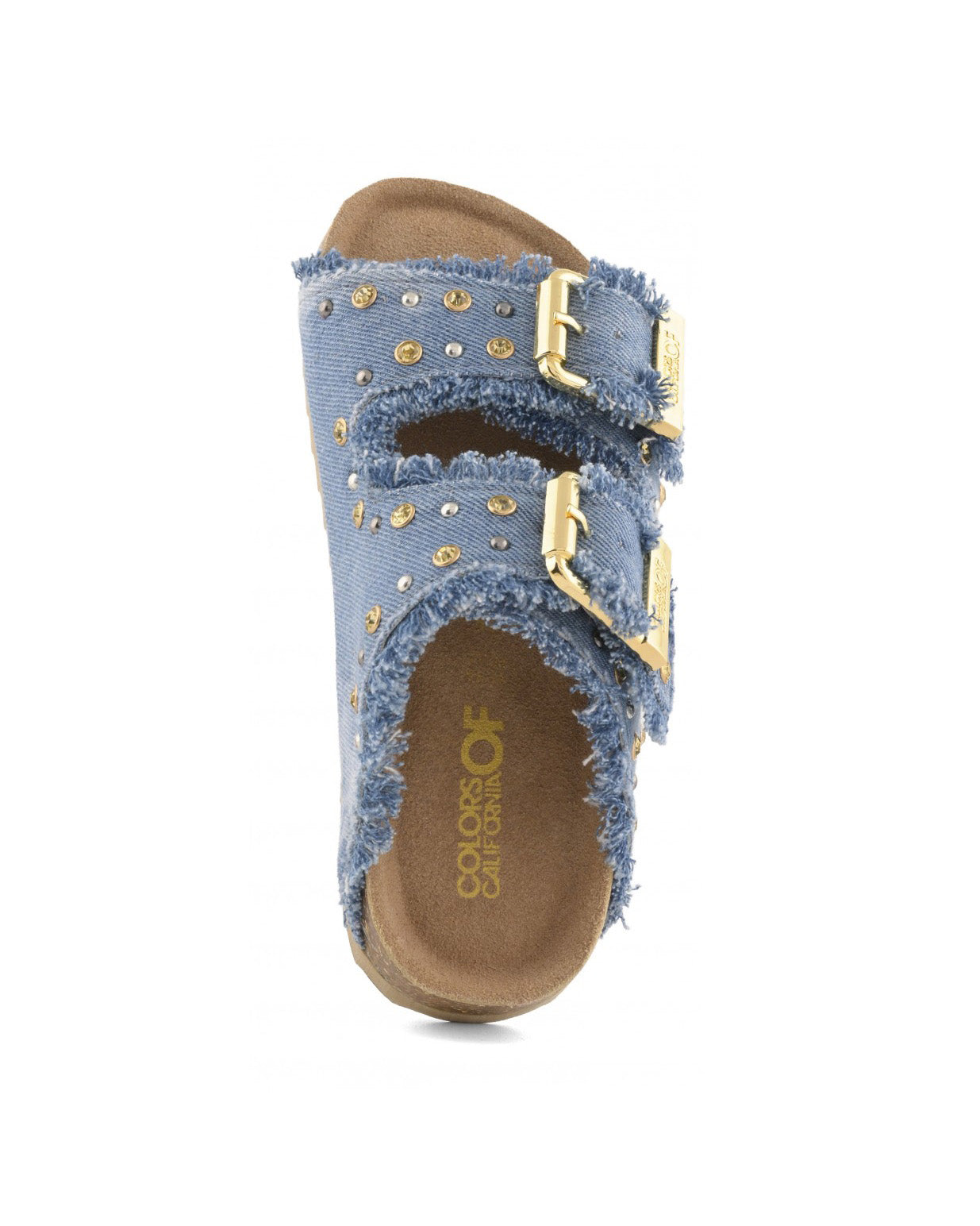 Colors of California Kids Sandalo Denim Doppia Fascia con Strass per Bambine