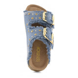 Colors of California Kids Sandalo Denim Doppia Fascia con Strass per Bambine