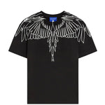 Marcelo Burlon County Of Milan T-Shirt Girocollo Nera con Motivo Ali a Contrasto per Bambine