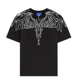 Marcelo Burlon County Of Milan T-Shirt Girocollo Nera con Motivo Ali a Contrasto per Bambine