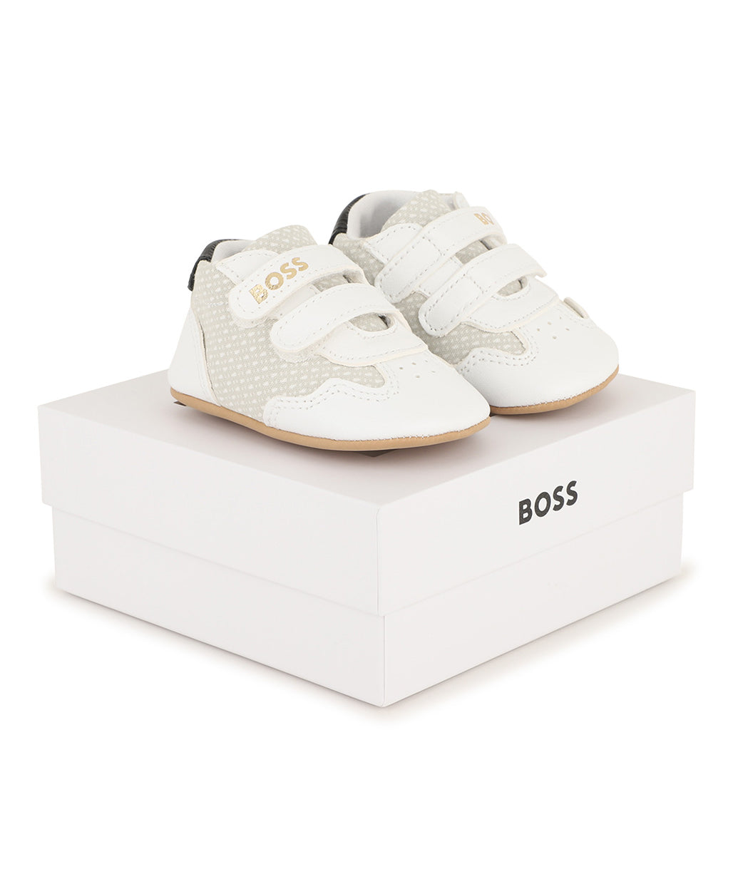 Boss Kids Scarpe Bianco con Chiusure a Strappo per Neonati