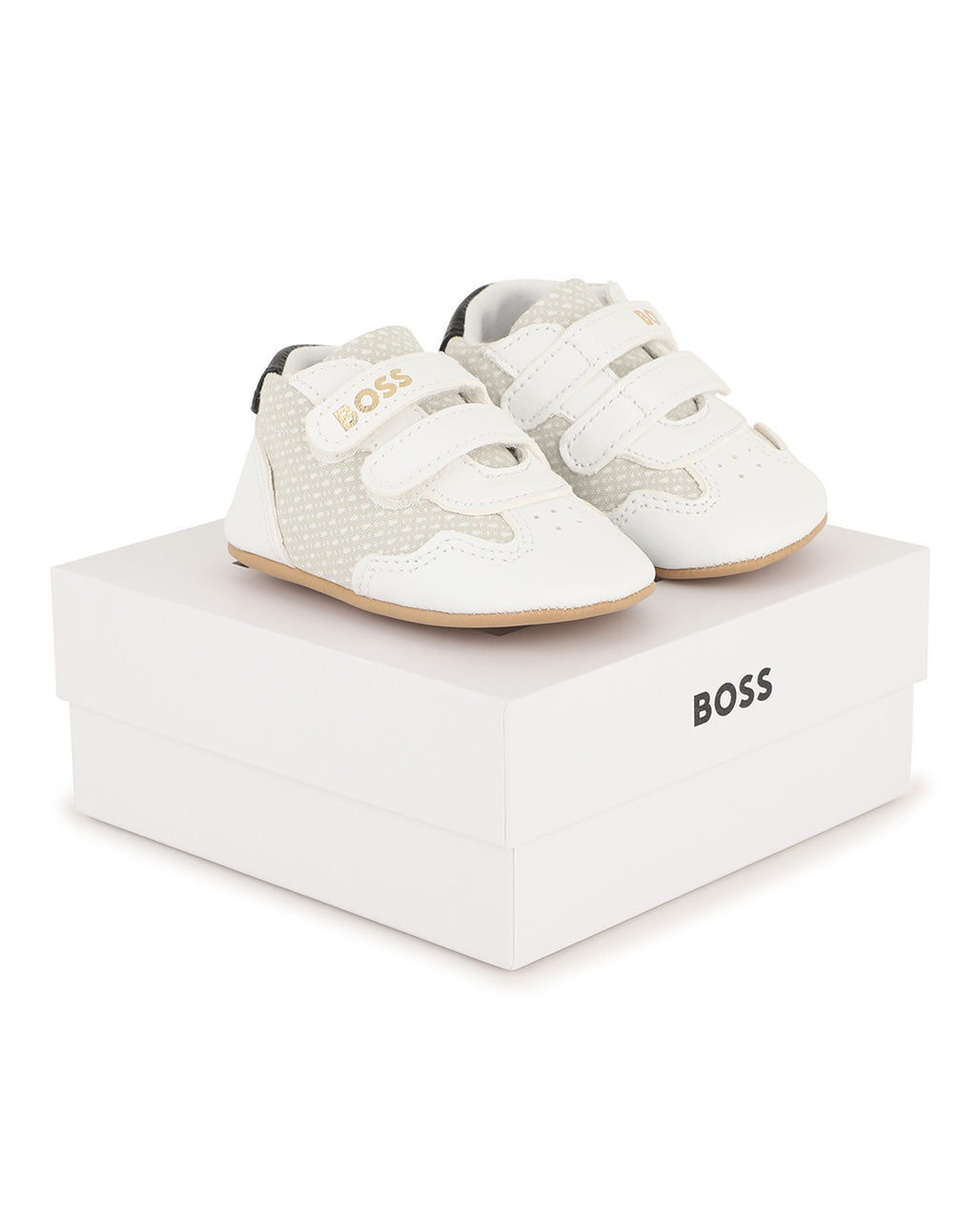 Boss Kids Scarpe Bianco con Chiusure a Strappo per Neonati