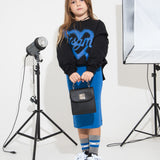 MSGM Kids Felpa Nera con Logo Neon per Bambine