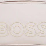 BOSS Kids Borsa Fasciatoio Beige con Logo Ricamato, Tracolla e Portachiavi Orsetto per Neonati