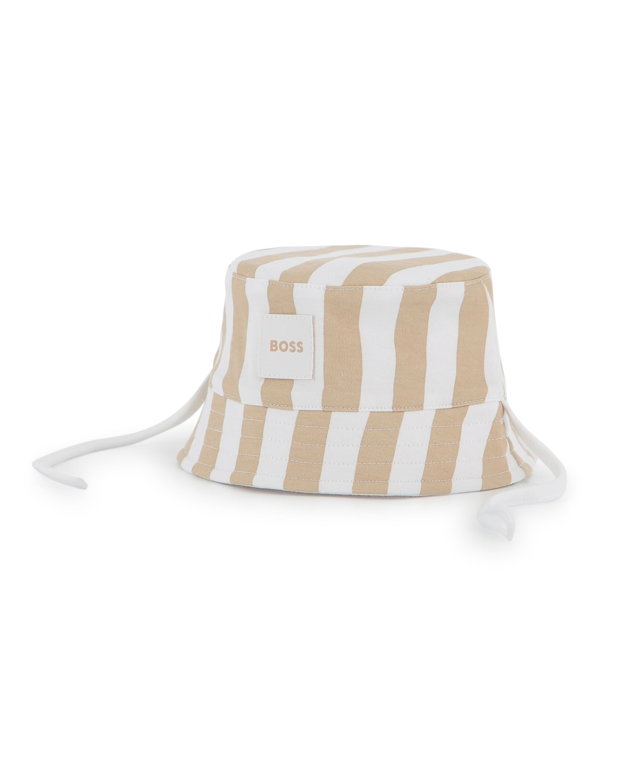 Boss Kids Cappello Reversibile Beige/Bianco per Neonati