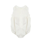 Elisabetta Franchi La Mia Bambina Pagliaccetto Avorio con Motivo Fiocco Rosa per Neonate