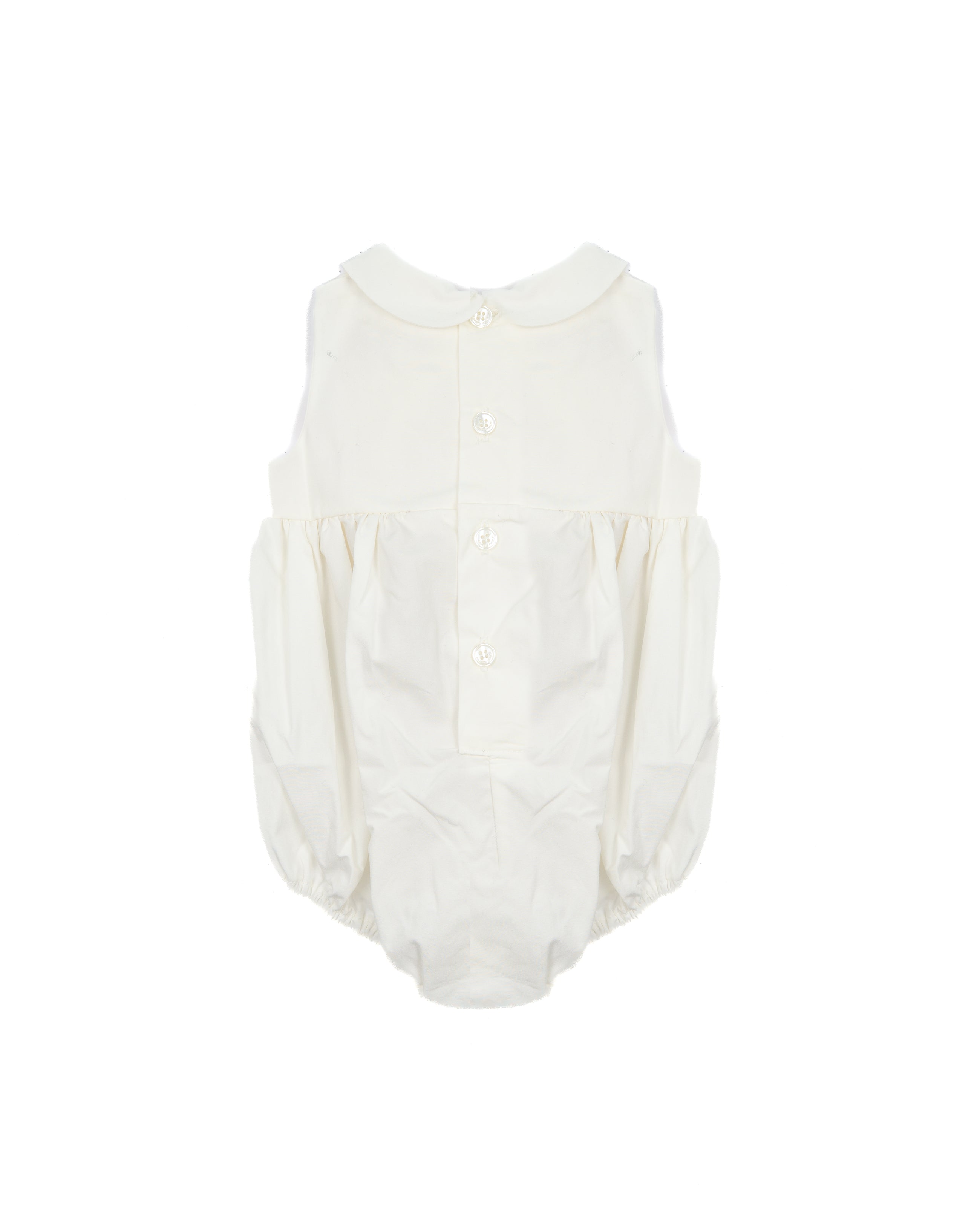 Elisabetta Franchi La Mia Bambina Pagliaccetto Avorio con Motivo Fiocco Rosa per Neonate