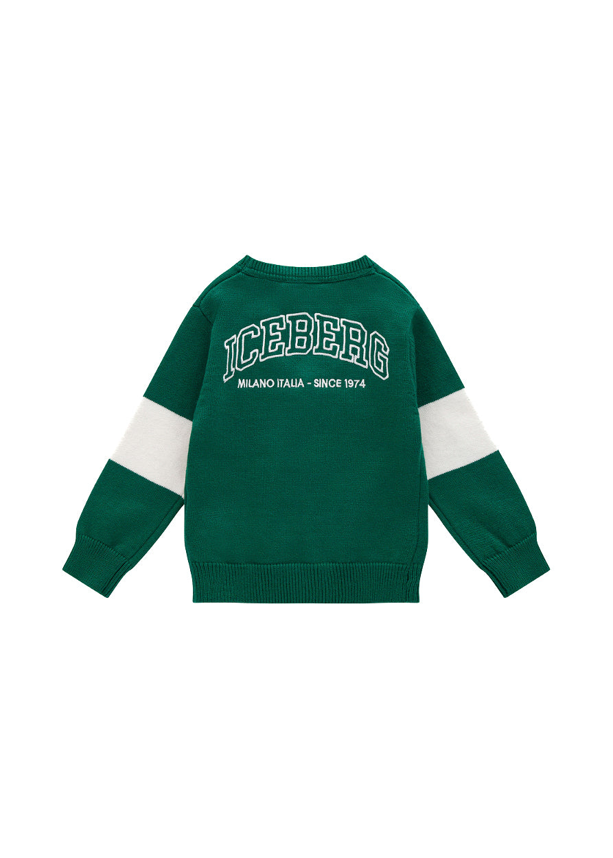 Iceberg Kids Cardigan Petrolio con Logo per Neonati