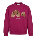 Palm Angels Kids Felpa Girocollo Sangria con Stampa Teddy Frontale per Bambine