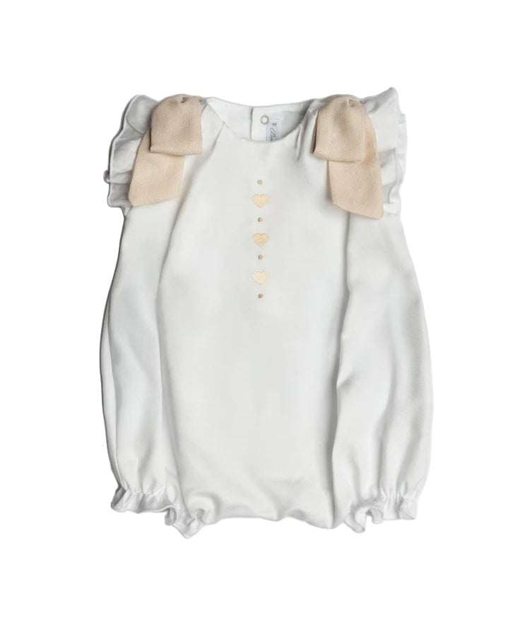 Barcellino Kids Tutina Bianco e Beige per Neonate