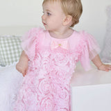 Angel's Face Kids Pennie Abito Rosa con Applicazioni Rose per Neonate