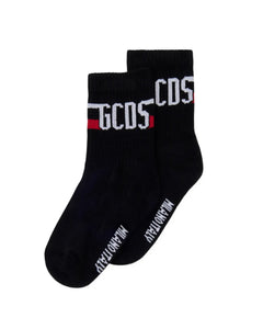 GCDS Kids Calzino Nero/Rosso con Logo