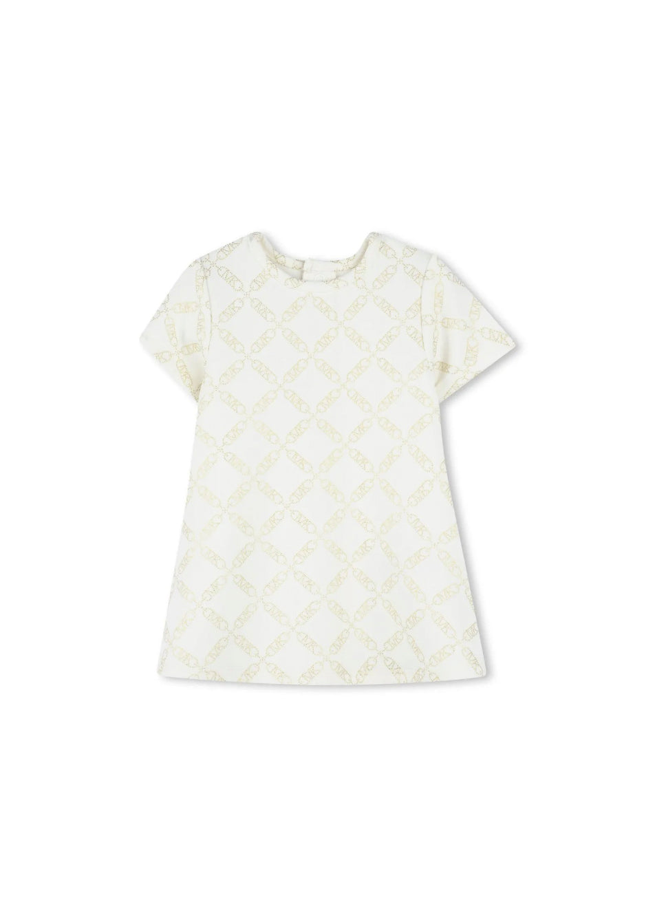 Michael Kors Kids Abito Ecrù Logo All Over per Neonate (fronte)