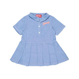 Diesel Kids Abito College Celeste con Applicazione Logo per Neonate