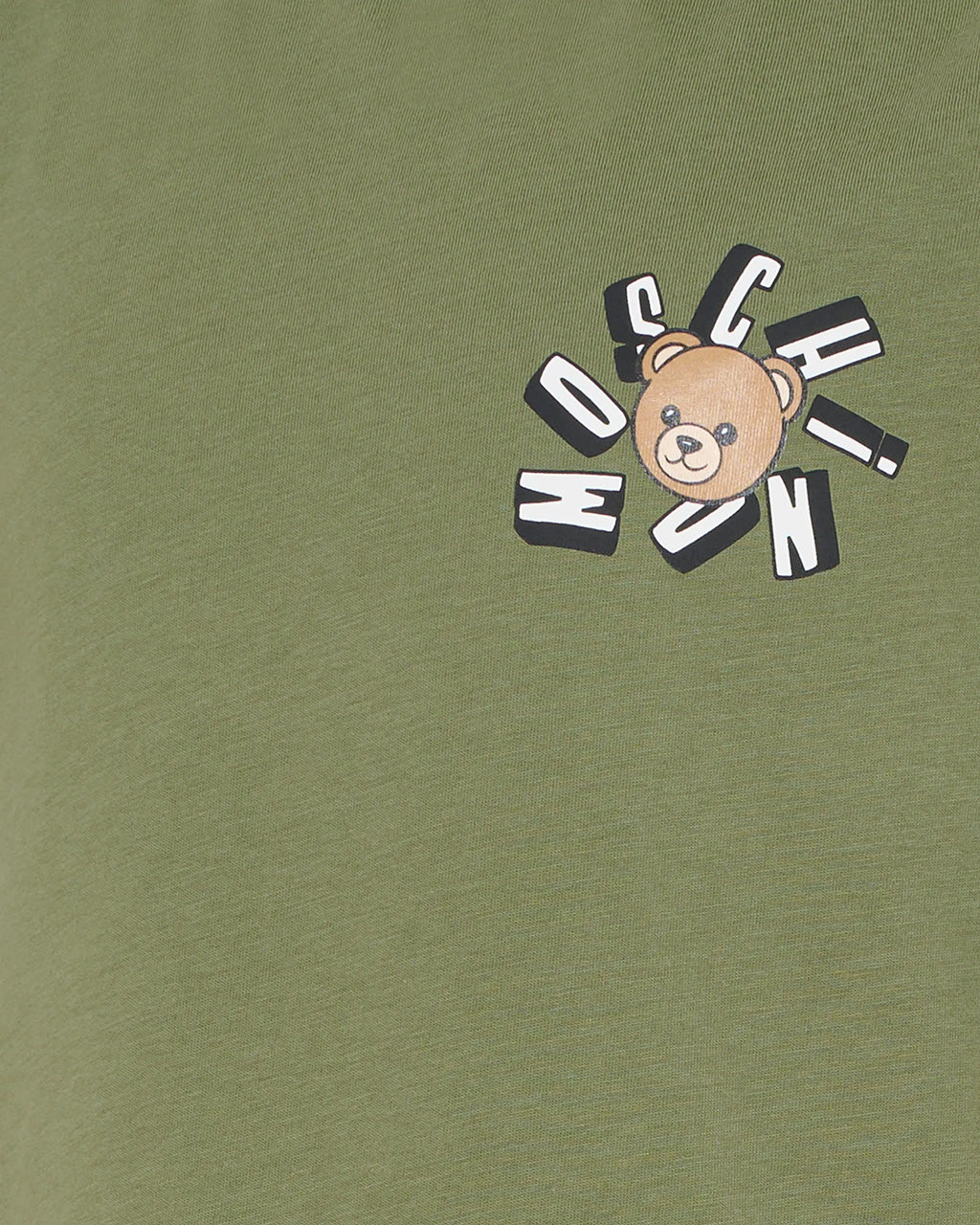 Moschino Kids T-Shirt Verde con Piccolo Logo Teddy Bear per Bambini