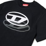 Diesel Kids T-shirt Nera con Doppia Stampa Logo Unisex per Bambini