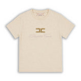 Elisabetta Franchi La Mia Bambina T-Shirt Nude con Logo Strass per Bambine