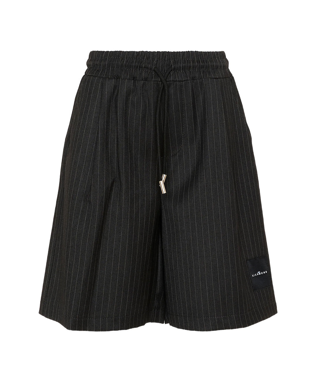 John Richmond Kids Bermuda Nero Gessato con Logo per Bambini