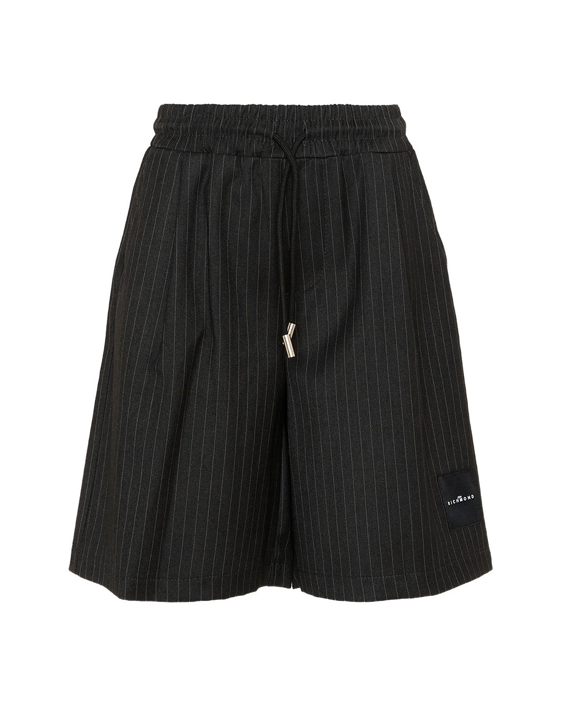 John Richmond Kids Bermuda Nero Gessato con Logo per Bambini